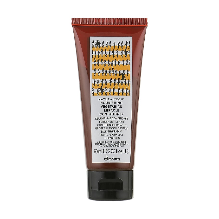 Живильний кондиціонер Davines NaturalTech Nourishing Vegetarian Miracle Conditioner Вегетаріанське чудо, для сухого та ламкого волосся, 60 мл